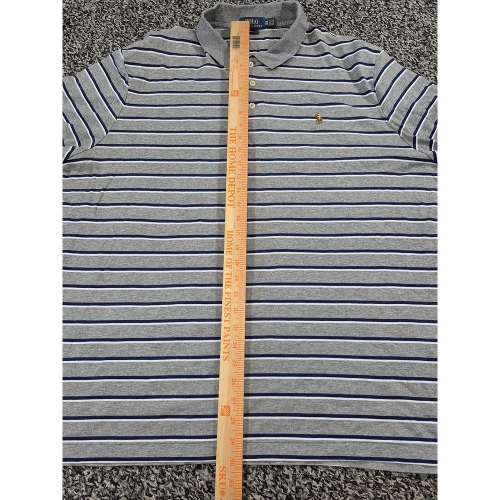 Polo‎ Ralph Lauren Short Sleeve Shirt Mens XXL 2XL Soft Cotton Gray Stripe Flesh